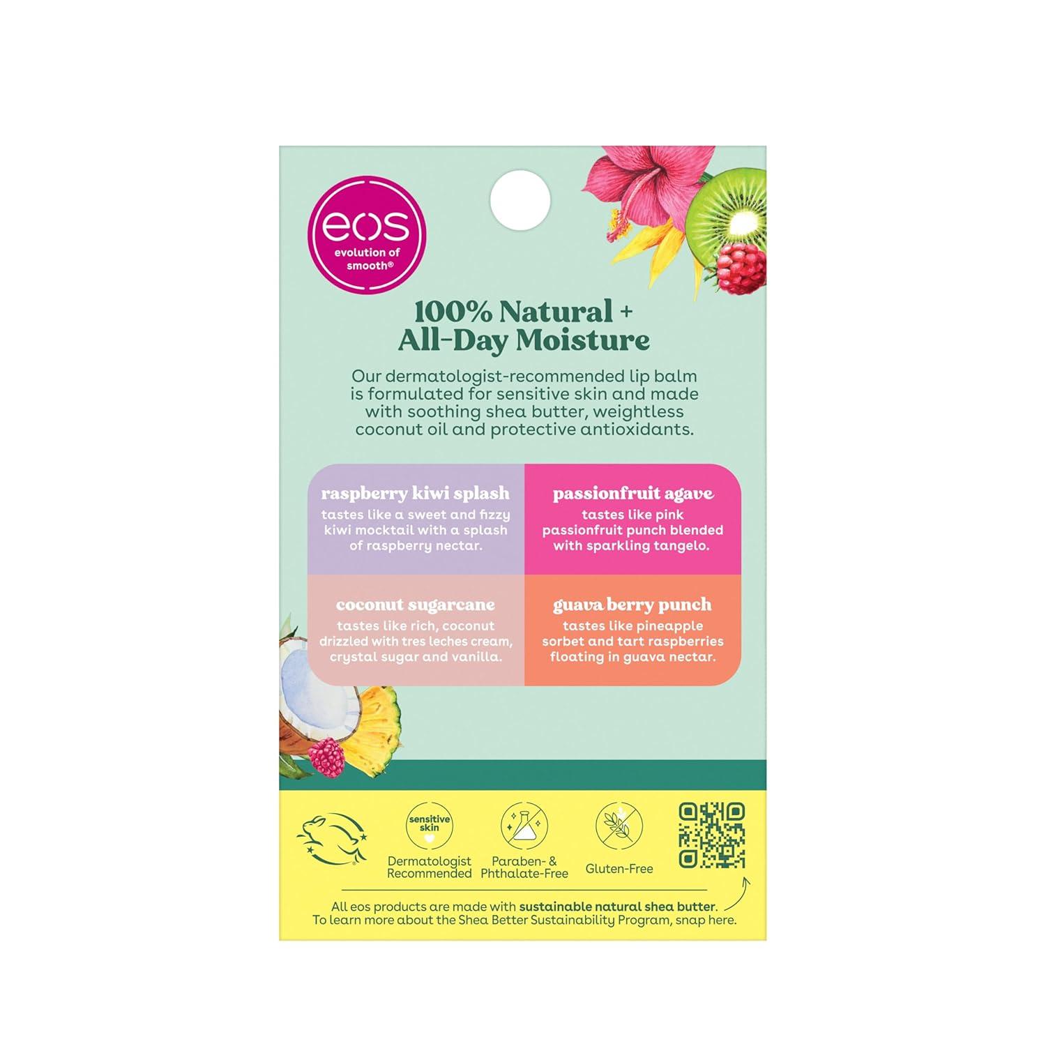 imageeos 100 Natural Lip Balm Watermelon Fros AllDay Moisture Lip Care Products 014 oz 2PackTropical