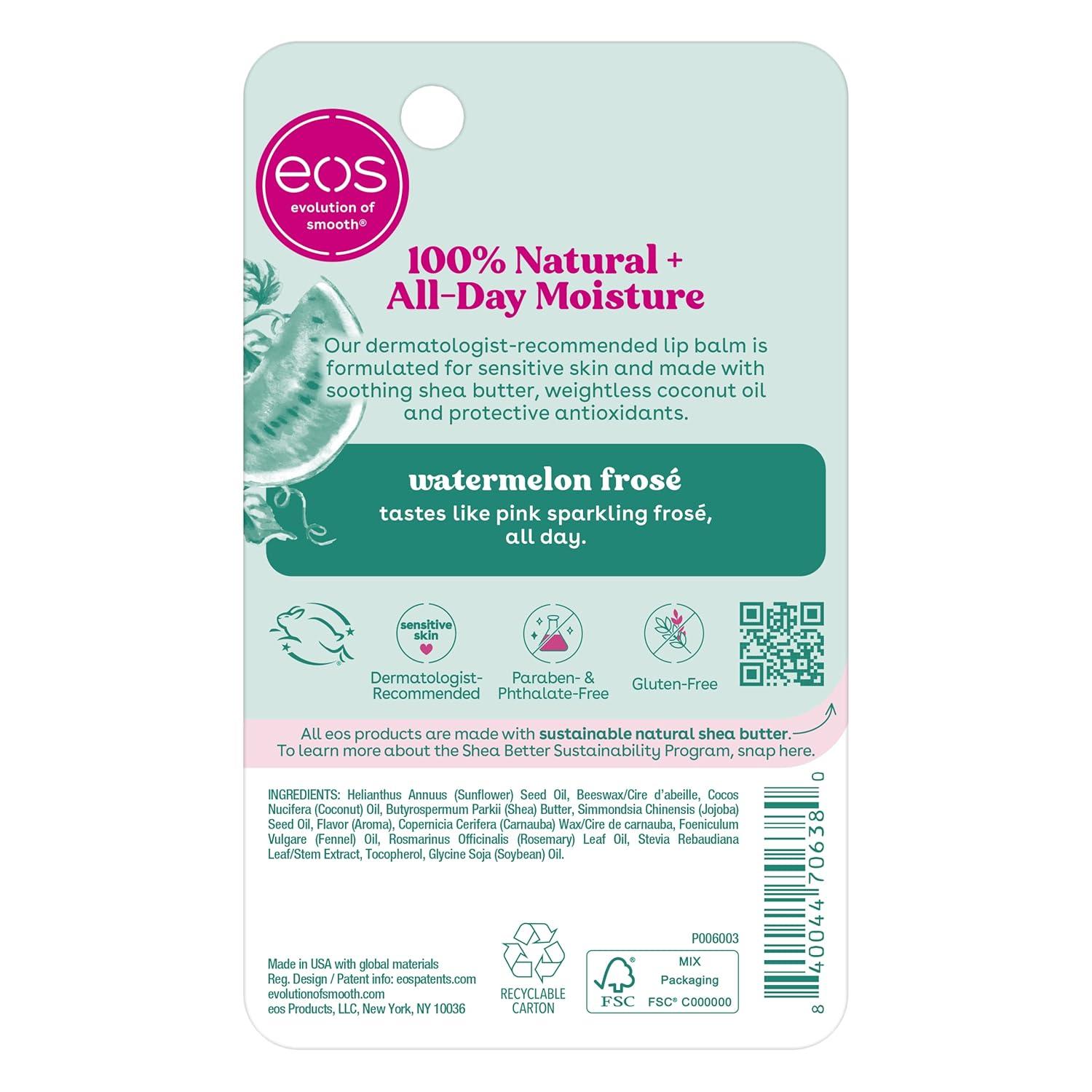 imageeos 100 Natural Lip Balm Watermelon Fros AllDay Moisture Lip Care Products 014 oz 2PackWatermelon Frose