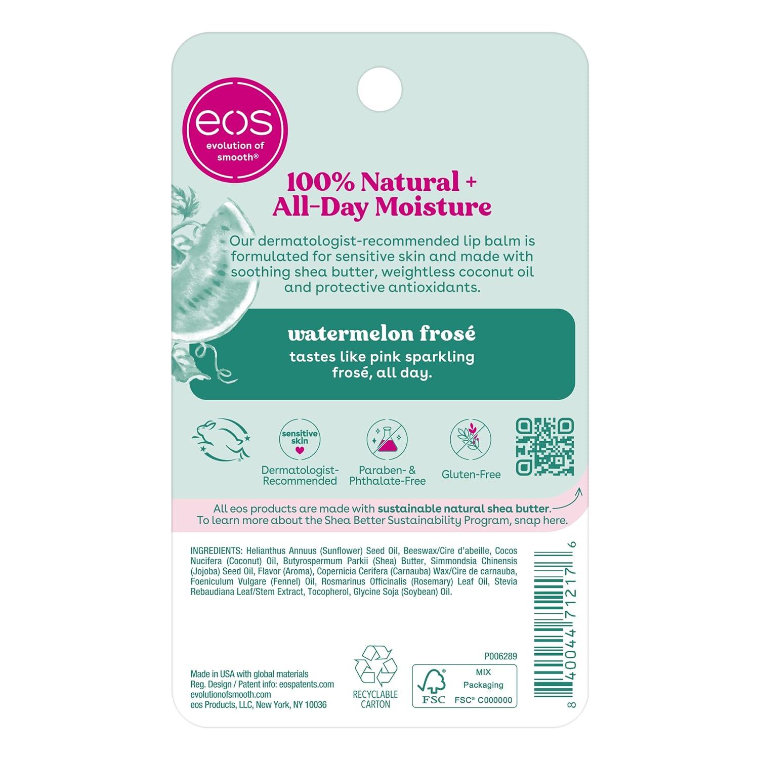 imageeos 100 Natural Lip Balm Watermelon Fros AllDay Moisture Lip Care Products 014 oz 2PackWatermelon Frose