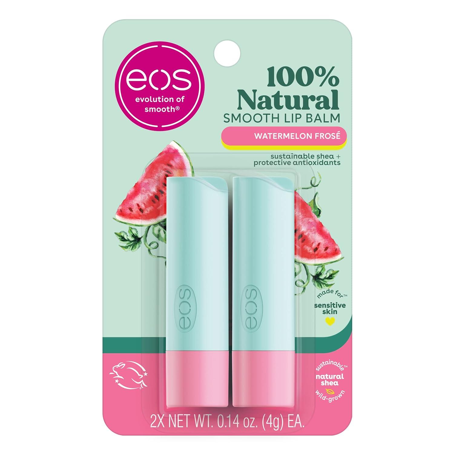 imageeos 100 Natural Lip Balm Watermelon Fros AllDay Moisture Lip Care Products 014 oz 2PackWatermelon Frose