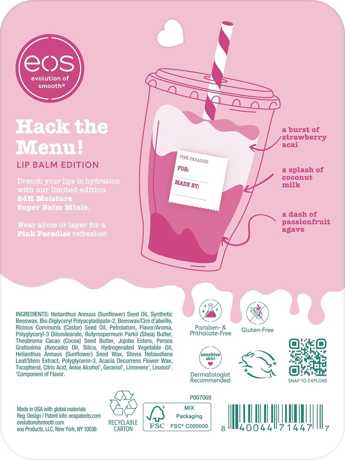 imageeos Flavor Lab Secret Menu Lip Balm Peach Yuzu LimitedEdition Moisturizing Hydrating for Dry Lips Variety Pack 014 oz 2PackPink Paradise