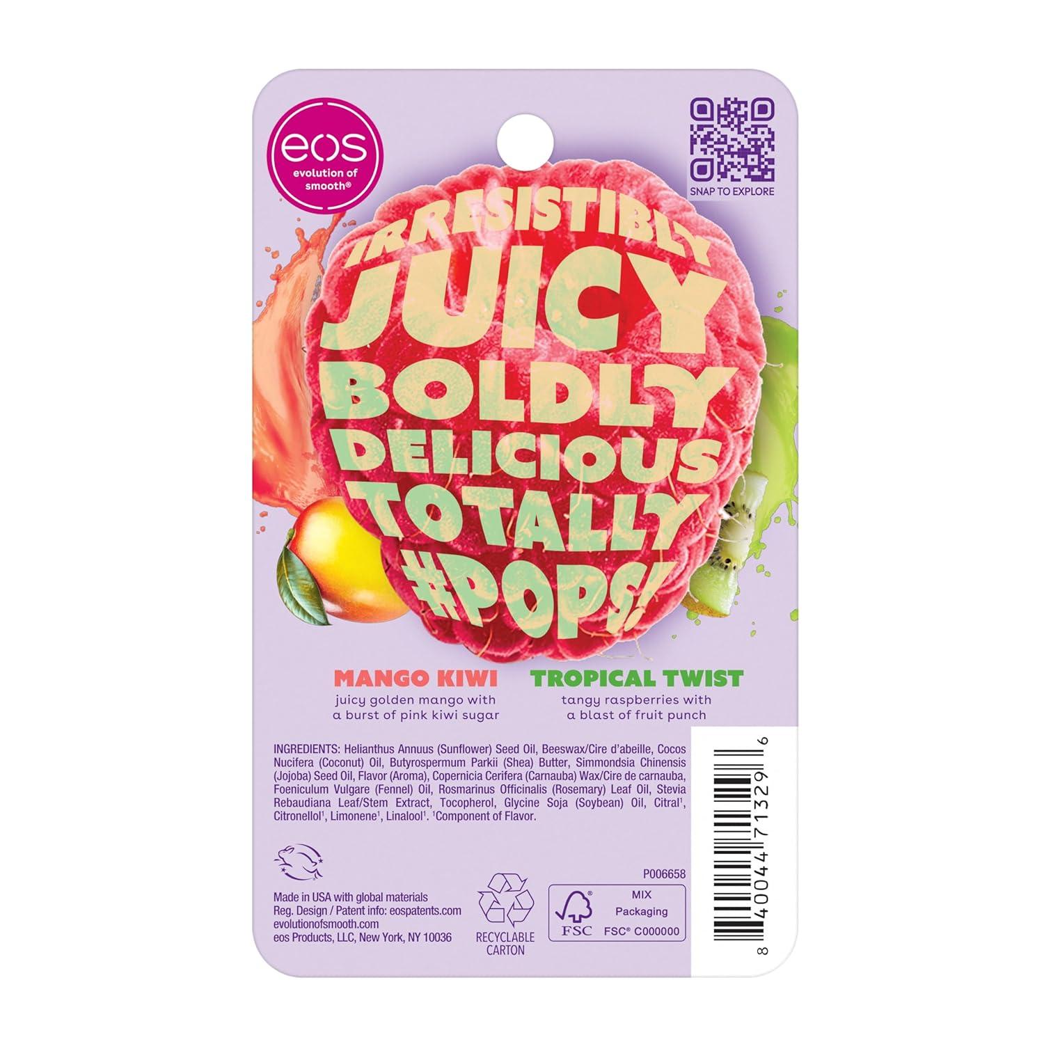 imageeos Flavorlab Pops Lip Balm Mango Kiwi ampamp Tropical Twist LimitedEdition 014 oz 2Pack