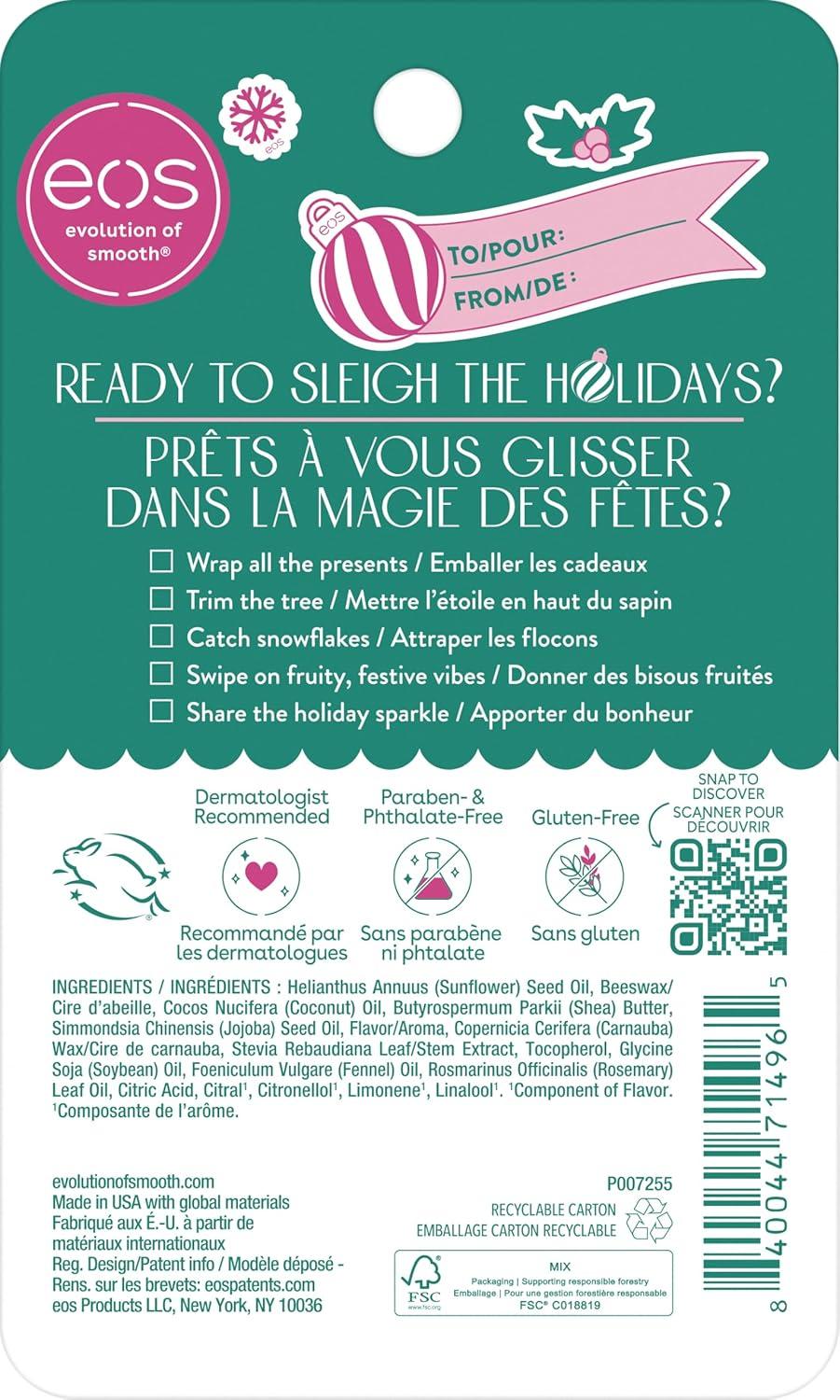 imageeos Holiday 24H Moisture Super Balm Candy Cane Swirl Limited Edition Stocking Stuffers Holiday Lip Mask 035 fl ozSugar Plum Spritz Candy Apple