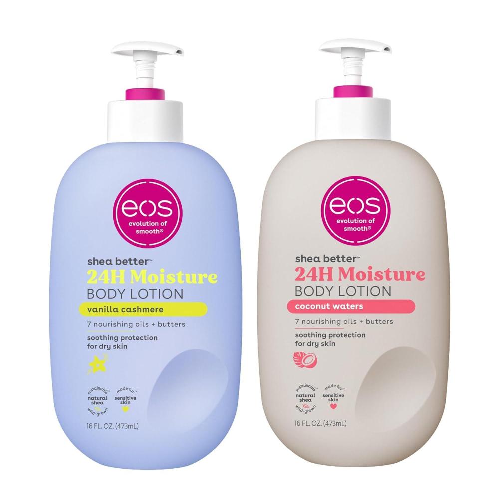 imageBundle of eos Shea Better Body Lotion Vanilla Cashmere Coconut Waters 24Hour Moisture Skin Care Lightweight ampamp NonGreasy Made with Natural Shea Vegan 16 fl oz