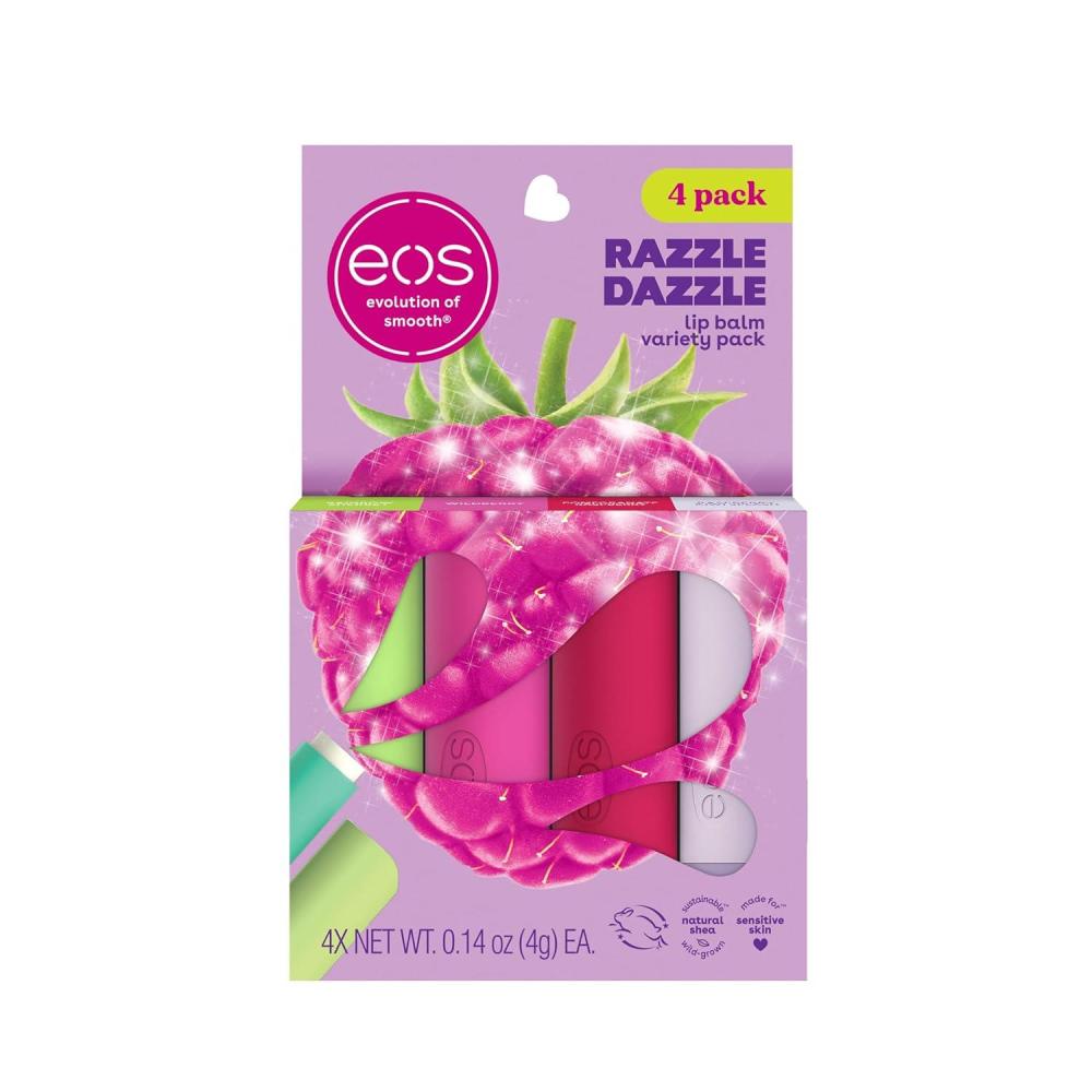 imageeos Lip Balm Gift Set Peachy Keen Limited Edition eos lip balm AllDay Moisture Lip Care Shea Butter Moisturizing Variety Pack 014 oz 4PackRazzle Dazzle