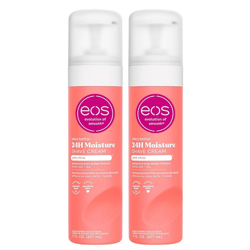 imageeos Shea Better Shave Cream  Sensitive Skin Fragrance free Shea Butter Aloe Vera Moisturizing Shaving Cream for Women eos Shave Cream 7 fl oz 2PackPink Citrus