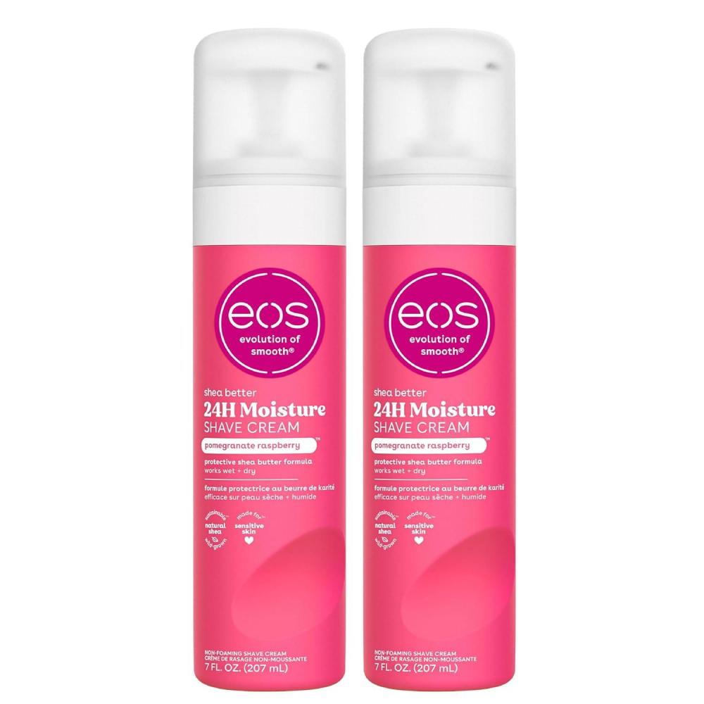 imageeos Shea Better Shave Cream  Sensitive Skin Fragrance free Shea Butter Aloe Vera Moisturizing Shaving Cream for Women eos Shave Cream 7 fl oz 2PackPomegranate Raspberry