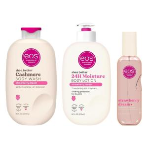 eos Strawberry Dream Scent Layering Bundle – Body Wash, Body Mist, Body Lotion