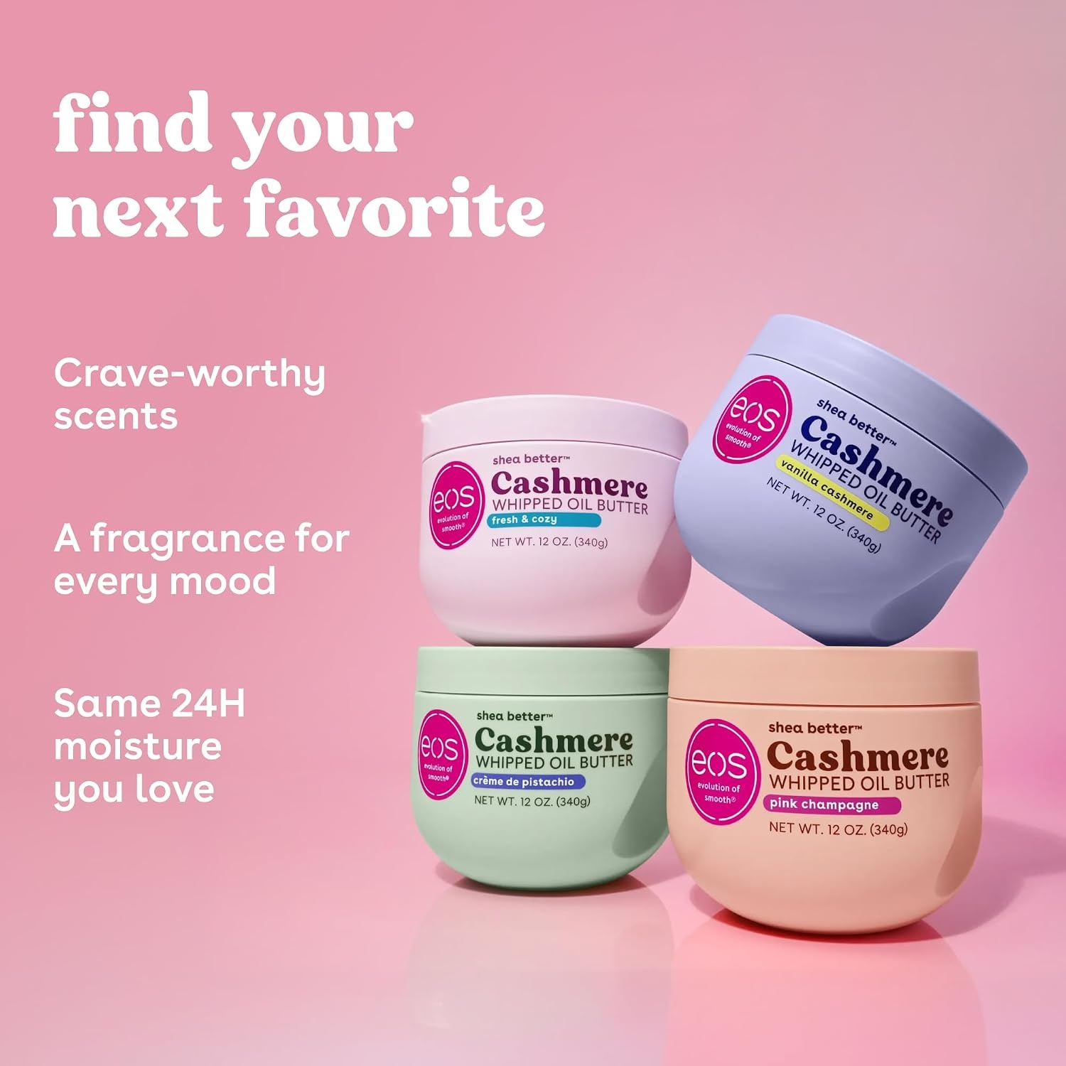 image:imageeos Cashmere Whipped Oil Body Butter Crme de Pistachio 72 Hour Weightless Moisture For Dry Skin Rich Formula and Deep Hydration Body Care 12 ozPink Champagne